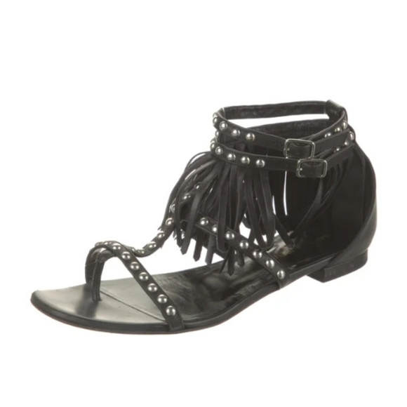 Yves Saint Laurent Leather Gladiator Cutout Accent T-Strap Sandals w/ box - Picture 5 of 7